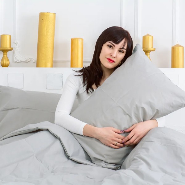 Фото - Комплект постельного белья MirSon №2667 Хлопок 16-5703 Light Gray 220x240 см +нав. 2х50х70 см (2200003113501)